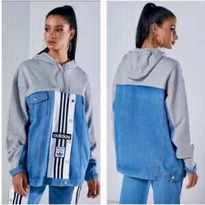 Adidas Dry Clean Only Bangkok XS women's Denim gray heather hooded Jacket NWOT